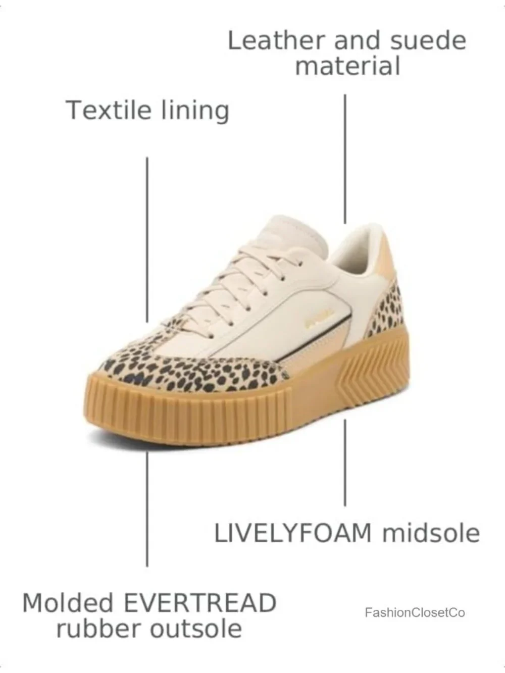 Leather and Suede Fashion Sneakers with Lightweight Livelyfoam Sole